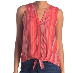 Sanctuary Striped Front Tie Sleeveless Top - Size L
